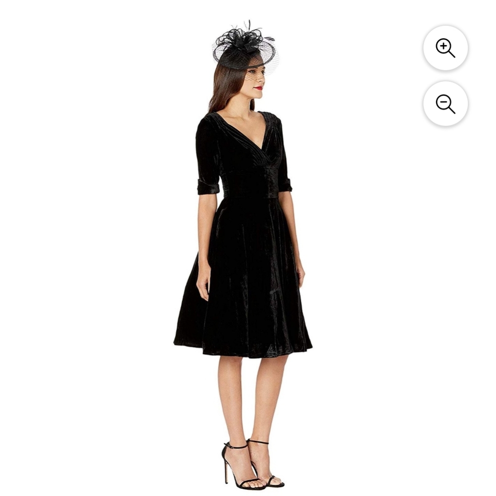 Unique vintage black Velvet Delores swing dress a-line dress
